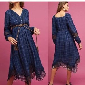 Anthropologie Akemi + Kin Blue Plaid Midi Dress